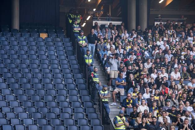 250810 Security guards during the football match in Allsvenskan between AIK and Djurgarden on August 10, 2025 in Stockholm  Copyright: KENTAxJÖNSSON BB250810KJ063
