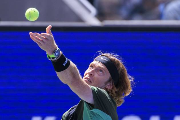 August 19, 2025, Flushing Meadows, New York, USA: Karolina Muchova and Andrey Rublev (in photo) during a mix doubles match against Venus Williams and Reilly Opelka at the 2025 US Open at USTA Billie Jean King National Tennis Center on Tuesday August 19, 2025 in the Flushing neighborhood of the Queens borough of New York City. JAVIER ROJAS PI Flushing Meadows USA - ZUMAp124 20250819_zaa_p124_018 Copyright: xJavierxRojasx