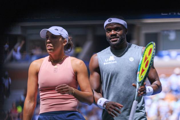 August 19, 2025, Flushing Meadows, New York, USA: Madison Keys and Frances Tiafoe during a mix doubles match against Iga Swiatek and Casper Ruud at the 2025 US Open at USTA Billie Jean King National Tennis Center on Tuesday August 19, 2025 in the Flushing neighborhood of the Queens borough of New York City. JAVIER ROJAS PI Flushing Meadows USA - ZUMAp124 20250819_zaa_p124_037 Copyright: xJavierxRojasx