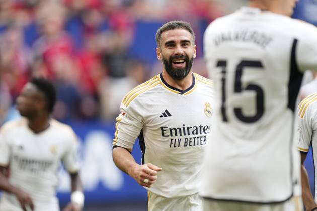 CA Osasuna v Real Madrid CF - LaLiga EA Sports PAMPLONA, SPAIN - MARCH 16: Daniel Carvajal right-back of Real Madrid and Spain celebrates after scoring his sides first goal during the LaLiga EA Sports match between CA Osasuna and Real Madrid CF at Estadio El Sadar on March 16, 2024 in Pamplona, Spain. Spain World. Editorial use only. Please get in touch for any other usage.  Copyright: x2025xAnadoluxJosexHernandezx