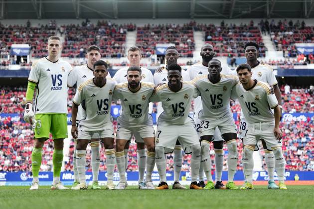 CA Osasuna v Real Madrid CF - LaLiga EA Sports PAMPLONA, SPAIN - MARCH 16: Real Madrid line up during the LaLiga EA Sports match between CA Osasuna and Real Madrid CF at Estadio El Sadar on March 16, 2024 in Pamplona, Spain. Spain World. Editorial use only. Please get in touch for any other usage.  Copyright: x2025xAnadoluxJosexHernandezx