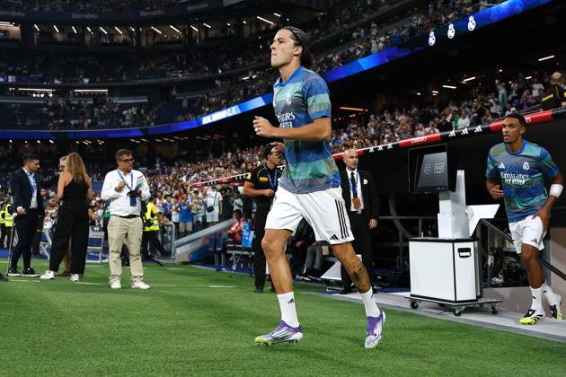 Alvaro Carreras (Real), AUGUST 19, 2025 - Football Soccer : Spanish LaLiga EA Sports match between Real Madrid CF - CA Osasuna at the Estadio Santiago Bernabeu in Madrid, Spain. Noxthirdxpartyxsales aflo_300659022