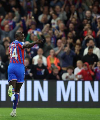 . - Crystal Palace v Fredrikstad FK, UEFA Europa Conference League Play Off, 1st Leg, Selhurst Park Stadium, Croydon, England. - 21st August 2025. (C) Daniel Weir Crystal Pix GOAL 1-0, Jean-Philippe Mateta of Crystal Palace goal celebration after scoring a goal to put Crystal Palace 1-0 ahead. - Crystal Palace v Fredrikstad FK, UEFA Europa Conference League Play Off, 1st Leg, Selhurst Park Stadium, Croydon, England. - 21st August 2025. (C) Daniel Weir Crystal Pix Croydon Selhurst Park Stadium United Kingdom Copyright: xDanielxWeirx CP_Crystal_Palace_Fredrikstad_11
