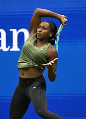 FLUSHING NY- AUGUST 21: Coco Gauff is seen on the practice court on Arthur Ashe Stadium at the USTA Billie Jean King National Tennis Center on August 21, 2025 in Flushing Queens. Copyright: xmpi04x