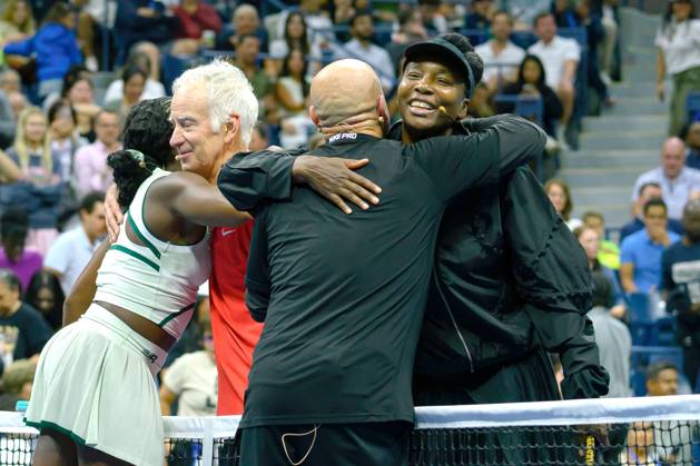 Stars of the Open exhibition during the 2025 U.S. Open Tennis Championships at the USTA Billie Jean King National Tennis Center Featuring: Coco Gauff, John McEnroe, Andre Agassi, and Venus Williams Where: Flushing Meadows, United States When: 21 Aug 2025 Credit: David Lobel INSTARimages EDITORIAL USE ONLY. NOT FOR USE BY NEWSPAPERS BASED IN THE UK. Copyright: xx instar54998826