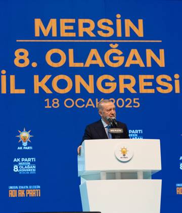 Turkish President Recep Tayyip Erdogan MERSIN, TURIYE - JANUARY 18: Turkish President and leader of the Justice and Development (AK) Party Recep Tayyip Erdogan makes a speech during the AK Party’s 8th Ordinary Provincial Congress at Servet Tazegul Sports Hall in Mersin, Turkiye on January 18, 2025. Mersin Turkey. Editorial use only. Please get in touch for any other usage.  Copyright: x2025xAnadoluxEminxSansarx