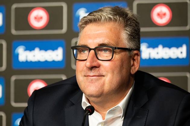 2025 08 22 xVVx Soccer 1 Bundesliga Eintracht Frankfurt season kick-off press conference with CEO Axel Hellmann v l , CEO Axel Hellmann laughs DFL DFB REGULATIONS PROHIBIT ANY USE OF PHOTOGRAPHS as IMAGE SEQUENCES and or QUASI VIDEO Copyright: JoaquimxFerreira