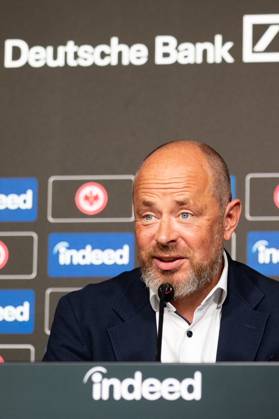 2025 08 22 xVVx Football 1 Bundesliga Eintracht Frankfurt season kick-off press conference with board spokesman Axel Hellmann v l , Indeed Frank Hensgens is satisfied DFL DFB REGULATIONS PROHIBIT ANY USE OF PHOTOGRAPHS as IMAGE SEQUENCES and or QUASI VIDEO Copyright: JoaquimxFerreira