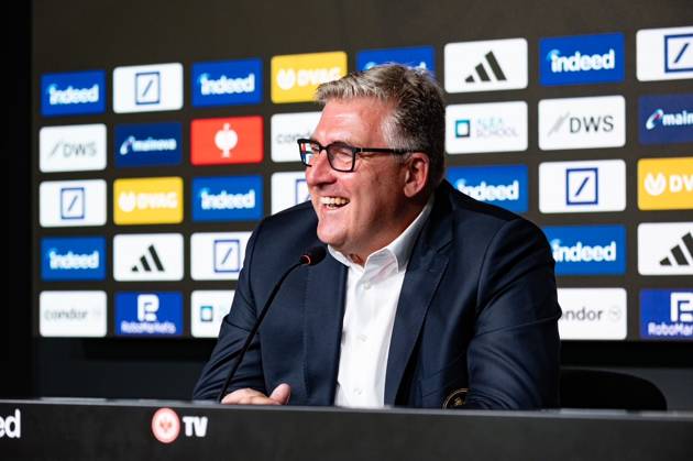 2025 08 22 xVVx Soccer 1 Bundesliga Eintracht Frankfurt season kick-off press conference with CEO Axel Hellmann v l ,CEO Axel Hellmann is satisfied DFL DFB REGULATIONS PROHIBIT ANY USE OF PHOTOGRAPHS as IMAGE SEQUENCES and or QUASI VIDEO Copyright: JoaquimxFerreira