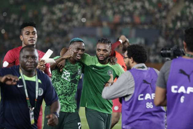 Nigeria v Angola - Africa Cup of Nations ABIDJAN, IVORY COAST - FEBRUARY 02: Players of Nigeria celebrate victory after the Africa Cup of Nations quarterfinal match between Nigeria and Angola at Felix Houphouet Boigny Stadium in Abidjan, Ivory Coast on February 02, 2024. Côte d Ivoire World. Editorial use only. Please get in touch for any other usage. Copyright: x2025xAnadoluxYvanxGabonx