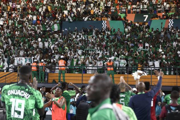 Nigeria v Angola - Africa Cup of Nations ABIDJAN, IVORY COAST - FEBRUARY 02: Fans of Nigeria celebrate victory after the Africa Cup of Nations quarterfinal match between Nigeria and Angola at Felix Houphouet Boigny Stadium in Abidjan, Ivory Coast on February 02, 2024. Côte d Ivoire World. Editorial use only. Please get in touch for any other usage. Copyright: x2025xAnadoluxYvanxGabonx