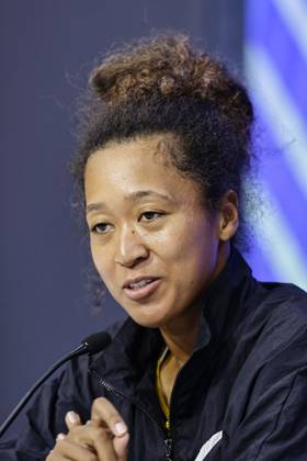 Tennis: U.S. Open Japan s Naomi Osaka attends a press conference, PK, Pressekonferenz in New York on Aug. 23, 2025, ahead of the U.S. Open tennis championships starting on Aug. 24.  A14AA0004781495P