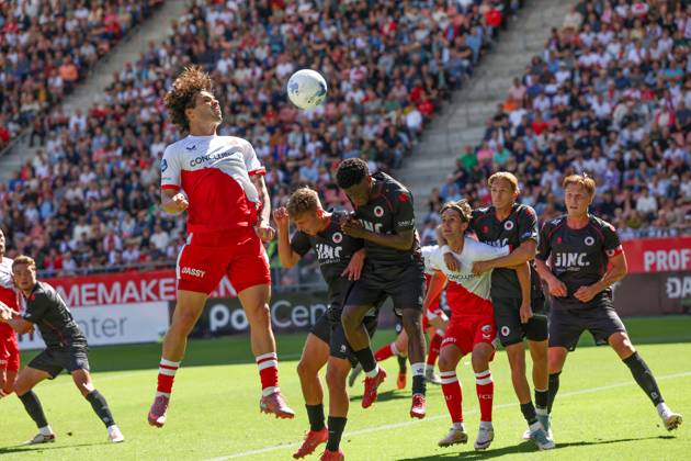 2025-08-24 FC Utrecht v Excelsior Rotterdam - Dutch Eredivisie UTRECHT, NETHERLANDS - AUGUST 24: Miguel Rodriguez of FC Utrecht scoring his teams first goal during the Dutch Eredivisie match between FC Utrecht and Excelsior Rotterdam at Stadion de Galgenwaard on August 24, 2025 in Utrecht, Netherlands. Utrecht Stadion de Galgenwaard Netherlands Content not available for redistribution in The Netherlands directly or indirectly through any third parties. Copyright: xBenxGalx