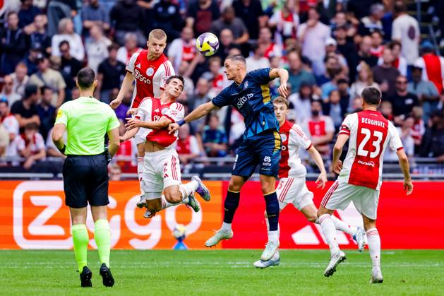 Eredivisie: AFC Ajax Amsterdam v Heracles Almelo Amsterdam - Anton Gaaei of AFC Ajax Amsterdam, Lucas Rosa of AFC Ajax Amsterdam and Luka Kulenovic of Heracles Almelo duels for the ball during the third round of the 2025 2026 Eredivisie season. The match is set between AFC Ajax Amsterdam and Heracles Almelo at Johan Cruijff ArenA on 24 August 2025 in Amsterdam, The Netherlands. (VK Sportphoto Raymond Smit) Copyright: xRaymondxSmitx