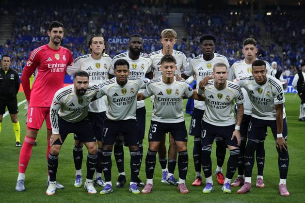 Real Oviedo v Real Madrid CF - LaLiga EA Sports Real Madrid line up prior the La Liga EA Sports match between Real Oviedo and Real Madrid CF at Carlos Tartiere on August 24, 2025 in Oviedo, Spain. Oviedo Spain Copyright: xJosexBretonx originalFilename:bretonhernandez-realovie250824_npeii