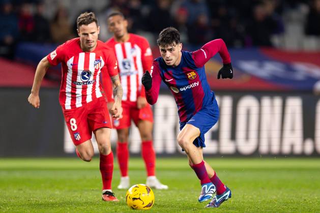 FC Barcelona, Barca v Atletico de Madrid: LaLiga BARCELONA, SPAIN - DEC 3: Pedri of FC Barcelona (R) in action during the Spanish La Liga league football match between FC Barcelona vs Atletico de Madrid at the Lluis Companys stadium in Barcelona, Spain on December 3, 2023. Catalonia Spain. Editorial use only. Please get in touch for any other usage. Copyright: x2025xAnadoluxAdriaxPuigx