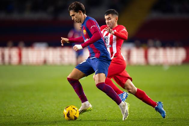 FC Barcelona, Barca v Atletico de Madrid: LaLiga BARCELONA, SPAIN - DEC 3: Joao Felix of FC Barcelona (L) in action with Angel Correa of Atletico de Madrid (R) during the Spanish La Liga league football match between FC Barcelona vs Atletico de Madrid at the Lluis Companys stadium in Barcelona, Spain on December 3, 2023. Catalonia Spain. Editorial use only. Please get in touch for any other usage. Copyright: x2025xAnadoluxAdriaxPuigx