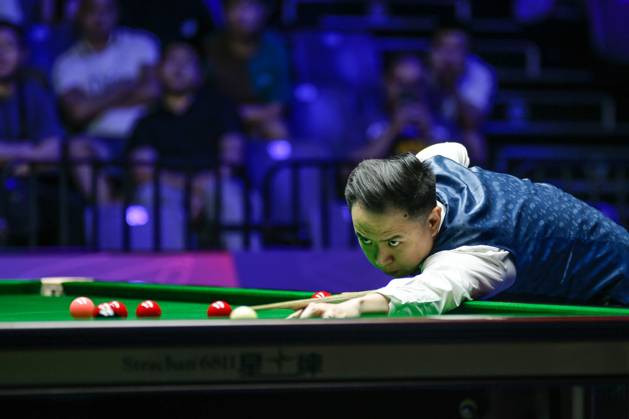 WUHAN, CHINA - AUGUST 29: Xiao Guodong of China plays a shot in the Semifinal match against Mark J Williams of Wales on day 6 of the 2025 Wuhan Open at Optics Valley Gymnasium of HUST on August 29, 2025 in Wuhan, Hubei Province of China.  Copyright: xTaixChengzhex 111587654951