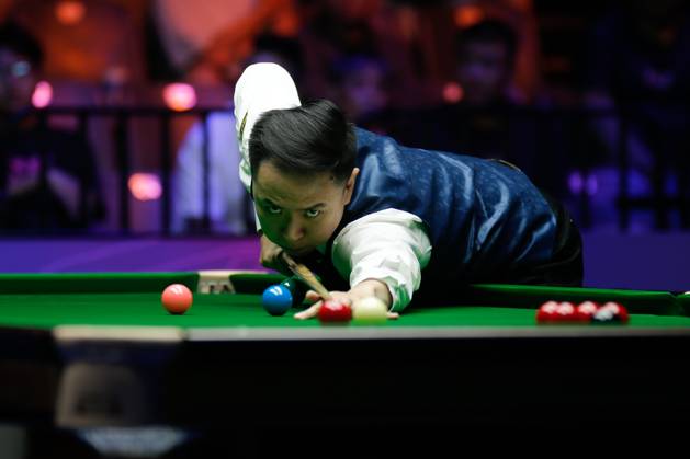 WUHAN, CHINA - AUGUST 30: Xiao Guodong of China plays a shot in the Final match against Gary Wilson of England on day 7 of the 2025 Wuhan Open at Optics Valley Gymnasium of HUST on August 30, 2025 in Wuhan, Hubei Province of China.  Copyright: xTaixChengzhex 111587811810