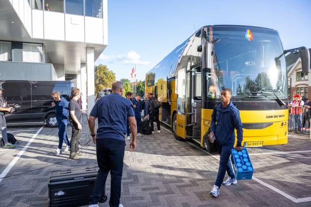 EINDHOVEN , 30-08-2025 , Philips Stadium , season 2025 2026 , Dutch Eredivisie football , match between PSV and Telstar , picture shows arrival of Telstar players before the match PSV - Telstar PSV - Telstar x30747248x Copyright: