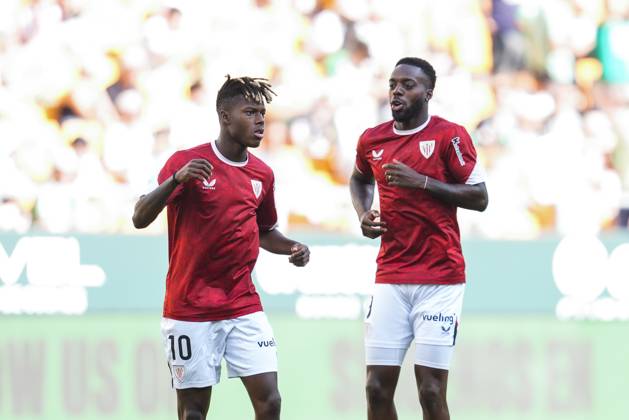 August 31, 2025, Sevilla, Sevilla, SPAIN: Inaki Williams and Nico Williams of Athletic Club warms up during the Spanish league, LaLiga EA Sports, football match played between Real Betis and Athletic Club at La Cartuja stadium on August 31, 2025, in Sevilla, Spain. Sevilla SPAIN - ZUMAa181 20250831_zaa_a181_005 Copyright: xJoaquinxCorcherox