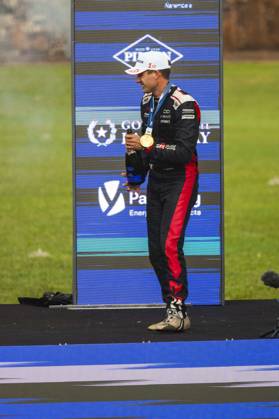 AUTO - WRC, Motorsport Rallye, WM - RALLY DEL PARAGUAY 2025 OGIER Sebastien, Toyota GR Yaris Rally1, portrait, podium, portrait during the 2025 Rally del Paraguay, 10th round of the 2025 WRC World Rally Car Championship, from August 28 to 31, 2025 at Encarnacion, Itapua, Paraguay - EncarnacionParaguay  Copyright: xNikosxKatikisx
