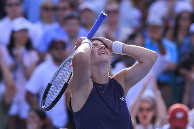 September 1, 2025, Flushing Meadows, New York, USA: Karolina Muchova reacts in disbelieve after winning her match against Marta Kostyuk on Day 9 of the 2025 US Open at USTA Billie Jean King National Tennis Center on Monday September 1, 2025 in the Flushing neighborhood of the Queens borough of New York City. JAVIER ROJAS PI Flushing Meadows USA - ZUMAp124 20250901_zaa_p124_086 Copyright: xJavierxRojasx