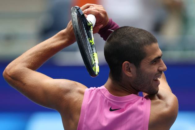 September 2, 2025, New York City, New York, United States: CARLOS ALCARAZ of Spain during the match against J. Lehecka of Czech Republic in the quarterfinals of US Open 2025 at the USTA Billie Jean King National Tennis Center. Queens, New York City. Alcaraz won 6:4,6:2, 6:4. New York City United States - ZUMAc278 20250902_zsp_c278_013 Copyright: xMarcinxCholewinskix