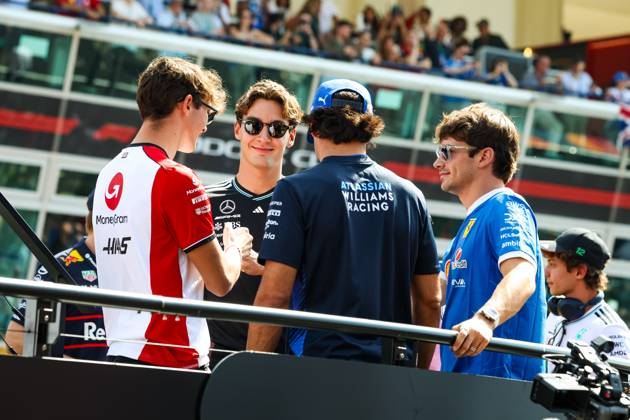 F1 - ITALIAN GRAND PRIX 2025 BEARMAN Ollie Oliver (gbr), Haas F1 Team VF-25, RUSSELL George (gbr), Mercedes AMG F1 Team W16, SAINZ Carlos (spa), Williams Racing FW47, LECLERC Charles (mco), Scuderia Ferrari SF-25, portrait during the 2025 Formula 1 Pirelli Grand Premio d™Italia, 2025 Italian Grand Prix, 16th round of the 2025 FIA Formula One World Championship, WM, Weltmeisterschaft from September 5 to 7, 2025 on the Autodromo Nazionale Monza, in Monza, Italy - MonzaItaly  Copyright: xFLORENTxGOODENx