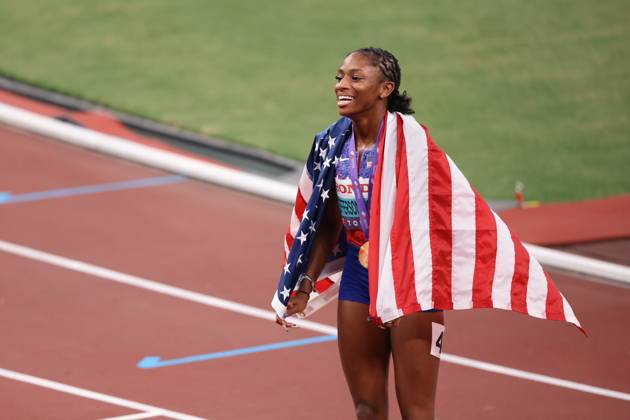 Day 2 - World Athletics Championships Tokyo 2025 Melissa Jefferson-Wooden (USA) wins the Women s 100m Final during the World Athletics Championships 2025 at the National Stadium in Tokyo, Japan, on September 14, 2025. Tokyo Tokyo Japan  Copyright: xMIxNewsx originalFilename:fletcher-worldath250914_npYTB