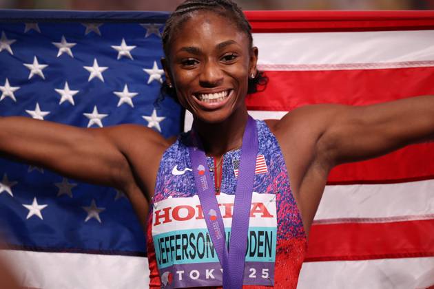 Day 2 - World Athletics Championships Tokyo 2025 Melissa Jefferson-Wooden (USA) wins the Women s 100m Final during the World Athletics Championships 2025 at the National Stadium in Tokyo, Japan, on September 14, 2025. Tokyo Tokyo Japan  Copyright: xMIxNewsx originalFilename:fletcher-worldath250914_npVRL