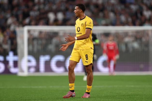 Felix Nmecha (Borussia Dortmund) looks on, UEFA Champions League 2025 26 League Phase MD1, Juventus v Borussia Dortmund - UEFA Champions League 2025 26 League Phase MD1, Allianz Stadium, September 16, 2025, Turin, Italy.