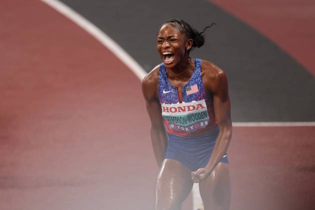 Day 9 - World Athletics Championships Tokyo 2025 Melissa Jefferson-Wooden of the United States celebrates her gold medal in the 4 x 100m relay at the World Athletics Championships 2025 at the National Stadium in Tokyo, Japan, on September 21, 2025. Tokoyo Japan Copyright: xMIxNewsx originalFilename:fletcher-worldath250921_nprcz