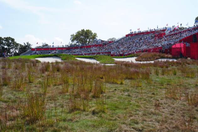 GOLF - Ryder Cup 2025 FARMINGDALE,NEW YORK,USA,23.SEP.25 - GOLF - Ryder Cup 2025, Bethpage Black Course, preview. Image shows an overview of 18th hole . GEPAxpictures xBrianxSpurlock