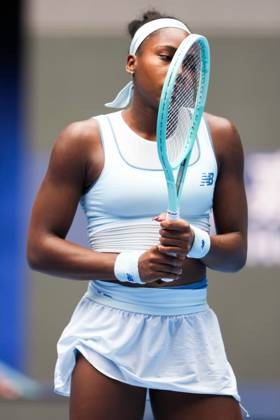(251004) -- BEIJING, Oct. 4, 2025 -- Coco Gauff reacts during the women s singles semifinal match between Coco Gauff of the United States and Amanda Anisimova of the United States at 2025 China Open tennis tournament in Beijing, China, Oct. 4, 2025. ) (SP)CHINA-BEIJING-TENNIS-CHINA OPEN-WOMEN S SINGLES-SEMIFINAL (CN) NaxYuqi