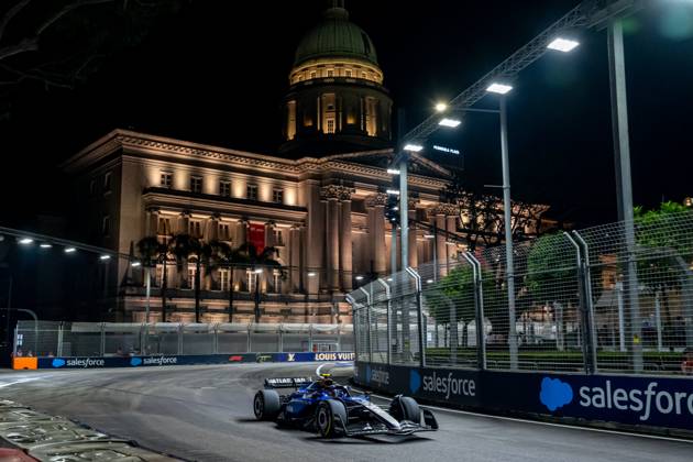 MARINA BAY, SINGAPORE: Carlos Sainz, racing for the Williams Racing team during the 2025 Formula 1 Singapore Grand Prix at the Marina Bay Street Circuit in Marina Bay, Singapore