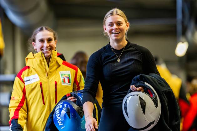 18 10 2025, GER, Bobsleigh bobsleigh, Season 25 26, Women, Central performance test in bobsleigh push test Karolin Lindner Traditionally, the best German bobsleigh pilots and their pushers met in Oberhof for a test of strength 98559 Oberhof LOTTO Thüringen EISARENA Oberho Thüringen Germany