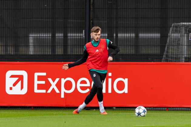 Football - UEFA Champions League - Eintracht Frankfurt v Liverpool FC LIVERPOOL, ENGLAND - Tuesday, October 21, 2025: Liverpool s Conor Bradley during a training session at the AXA Training Centre ahead of the UEFA Champions League match between Eintracht Frankfurt and Liverpool FC. (Photo by Jessica Hornby Propaganda) Copyright: xDavidxRawcliffex P2025-10-21-LFC-Training-Frankfurt-33