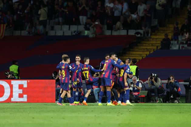 October 21, 2025, Barcelona, Barcelona, SPAIN: Fermin Lopez of FC Barcelona, Barca celebrates a goal during the UEFA Champions League 2025 26 League Phase MD3 match between FC Barcelona and Olympiacos FC at Estadi Olimpic Lluis Companys on October 21, 2025 in Barcelona, Spain. Barcelona SPAIN - ZUMAa181 20251021_zaa_a181_310 Copyright: xIrinaxR.xHipolitox