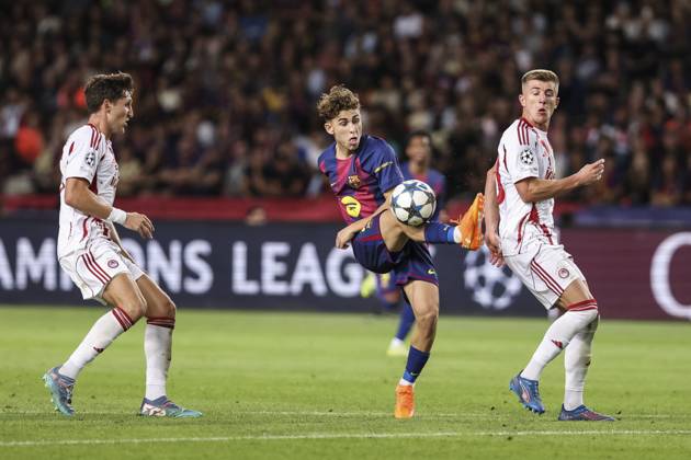 October 21, 2025, Barcelona, Barcelona, SPAIN: Fermin Lopez of FC Barcelona, Barca in action during the UEFA Champions League 2025 26 League Phase MD3 match between FC Barcelona and Olympiacos FC at Estadi Olimpic Lluis Companys on October 21, 2025 in Barcelona, Spain. Barcelona SPAIN - ZUMAa181 20251021_zaa_a181_349 Copyright: xJavierxBorregox
