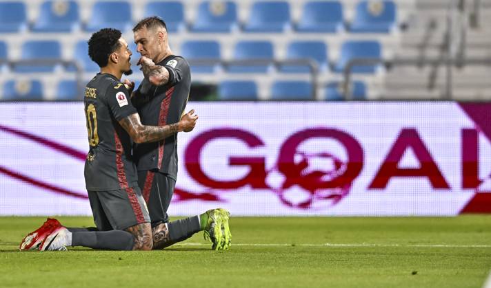 AL WAKRAH SC V AL RAYYAN SC-DOHA BANK STARS LEAGUE QATAR Roger Krug Guedes (R) of Al Rayyan SC celebrates after scoring a goal during the Doha Bank Stars League Qatar match between Al Wakrah SC and Al Rayyan SC at Saoud Bin Abdulrahman Stadium in Doha, Qatar, on October 26, 2025. DOHA Qatar Copyright: xNOUSHADx