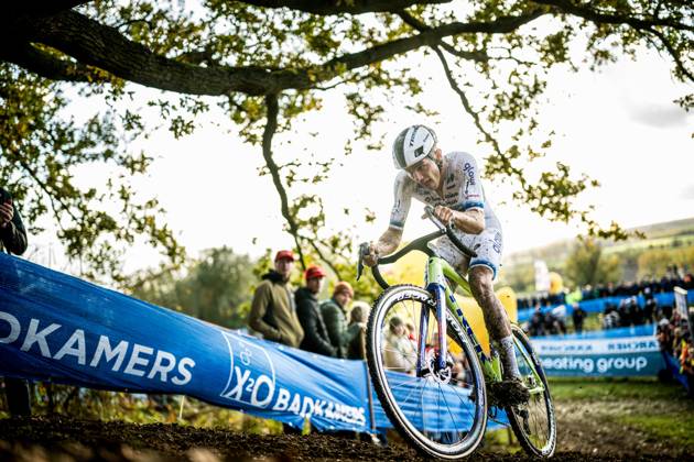 Belgian Thibau Nys pictured in action during the men elite race of the Koppenbergcross, the first race (out of eight) of the X2O Badkamers trophy cyclocross competition, in Melden, Oudenaarde, on Saturday 01 November 2025. JASPERxJACOBS  x138630277x