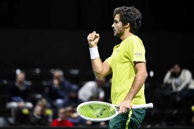 Rolex Paris Masters day 5 Francisco Cabral and Lucas Miedler during a doubles match the Rolex Paris Masters 1000 ATP, Tennis Herren tennis tournament at the La Defense Arena on October 31, 2025 in Paris, France. Photo by Victor Joly ABACAPRESS.COM Paris France Copyright: xJolyxVictor ABACAx