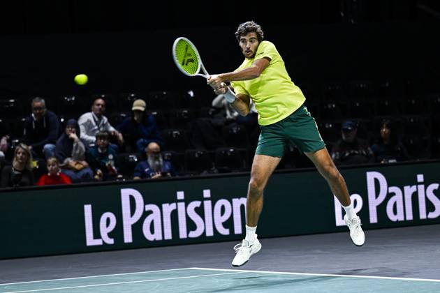 Rolex Paris Masters day 5 Francisco Cabral and Lucas Miedler during a doubles match the Rolex Paris Masters 1000 ATP, Tennis Herren tennis tournament at the La Defense Arena on October 31, 2025 in Paris, France. Photo by Victor Joly ABACAPRESS.COM Paris France Copyright: xJolyxVictor ABACAx