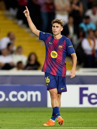 October 21, 2025, Barcelona, Barcelona, Spain: Fermin Lopez of FC Barcelona, Barca celebrates a goal during the UEFA Champions League match between FC Barcelona v Olympiakos Piraeus at the Lluis Companys Olympic Stadium on October 21, 2025 in Barcelona Spain. Barcelona Spain - ZUMAr232 20251021_zsp_r232_175 Copyright: xDavidxRamirezx