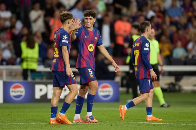 October 21, 2025, Barcelona, Barcelona, Spain: Fermin Lopez of FC Barcelona, Barca celebrates a goal during the UEFA Champions League match between FC Barcelona v Olympiakos Piraeus at the Lluis Companys Olympic Stadium on October 21, 2025 in Barcelona Spain. Barcelona Spain - ZUMAr232 20251021_zsp_r232_176 Copyright: xDavidxRamirezx