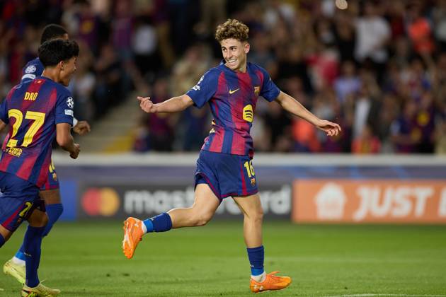 October 21, 2025, Barcelona, Barcelona, Spain: Fermin Lopez of FC Barcelona, Barca celebrates a goal during the UEFA Champions League match between FC Barcelona v Olympiakos Piraeus at the Lluis Companys Olympic Stadium on October 21, 2025 in Barcelona Spain. Barcelona Spain - ZUMAr232 20251021_zsp_r232_089 Copyright: xDavidxRamirezx