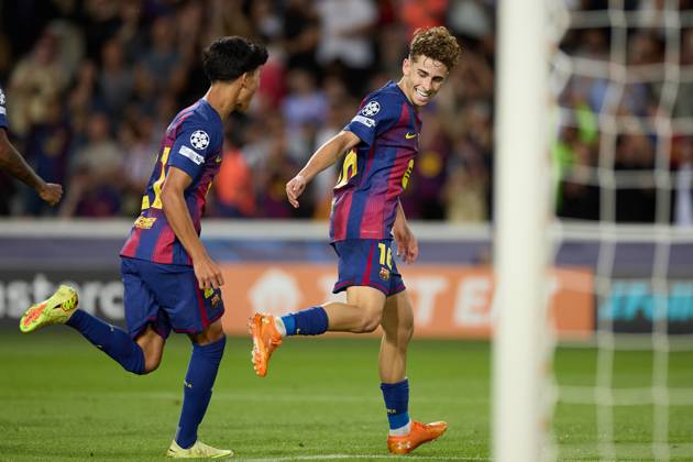October 21, 2025, Barcelona, Barcelona, Spain: Fermin Lopez of FC Barcelona, Barca celebrates a goal during the UEFA Champions League match between FC Barcelona v Olympiakos Piraeus at the Lluis Companys Olympic Stadium on October 21, 2025 in Barcelona Spain. Barcelona Spain - ZUMAr232 20251021_zsp_r232_090 Copyright: xDavidxRamirezx