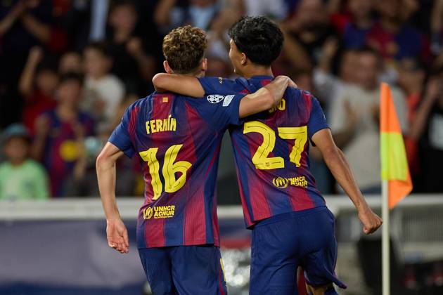 October 21, 2025, Barcelona, Barcelona, Spain: Fermin Lopez of FC Barcelona, Barca celebrates a goal during the UEFA Champions League match between FC Barcelona v Olympiakos Piraeus at the Lluis Companys Olympic Stadium on October 21, 2025 in Barcelona Spain. Barcelona Spain - ZUMAr232 20251021_zsp_r232_091 Copyright: xDavidxRamirezx