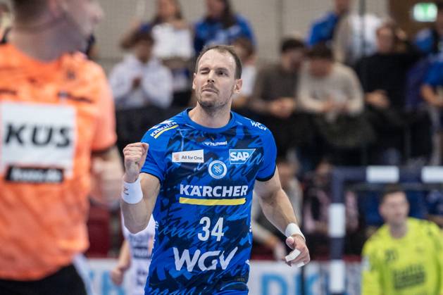 Kai Haefner TVB Stuttgart, 34 GER, TVB Stuttgart SG Flensburg Handewitt, DAIKIN HBL, Handball, Bundesliga, DHB Pokal Round of 16, Season 2025 2026, 05 11 2025 GER, TVB Stuttgart SG Flensburg Handewitt, DAIKIN HBL, Handball, Bundesliga, DHB Pokal Round of 16, Season 2025 2026, 05 11 2025 Stuttgart Copyright: xSandyxDinkelackerx EP_SDR